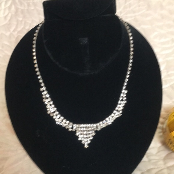 Rhinestone Necklace collar & Earrings Set crystal - Picture 4 of 16